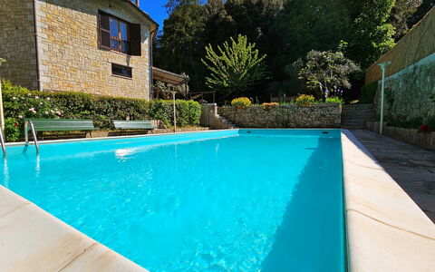 La Piccola Rocca: Water, Plant, Property, Swimming Pool, Window, Azure, Building, Shade, Lighting, Tree