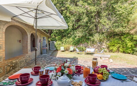 Villa D'elsa: Tableware, Table, Plant, Food, Furniture, Plate, Chair, Dishware, Window, Building