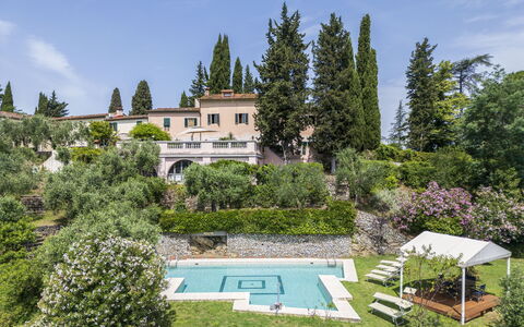 Villa Montegattoli, Pool, Landscape, Wifi, Ac: Sky, Plant, Tree, Cloud, Building, Grass, Landscape, Real Estate, Shrub, Residential Area