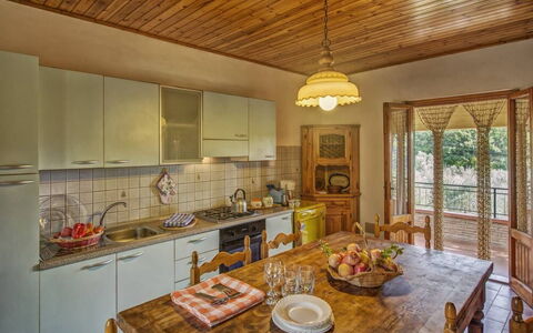 Leccino: Property, Cabinetry, Table, Countertop, Kitchen, Sink, Interior Design, Wood, Lighting, Window