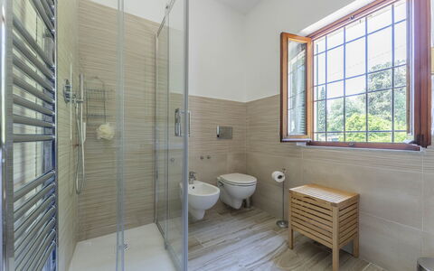 Camaiore House With Pool, La Casa Dei Ricci: Property, Furniture, Building, Plumbing Fixture, Window, Comfort, Wood, Bathroom, Interior Design