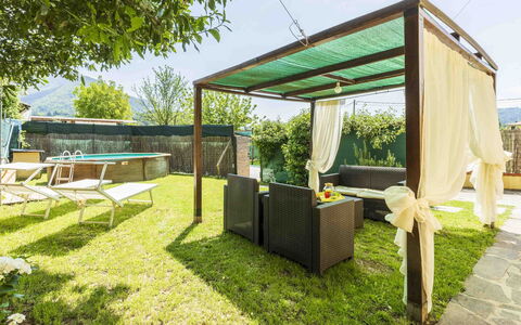 Camaiore House With Pool, La Casa Dei Ricci: Sky, Plant, Shade, Building, Tree, Land Lot, Outdoor Furniture, Leisure, Grass, Landscape