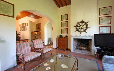 Villa Maddalena: Picture Frame, Furniture, Couch, Property, Wood, Table, Architecture, Chair, Interior Design, Living Room