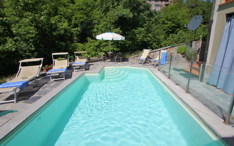 Villa La Rocca: Water, Property, Plant, Swimming Pool, Building, Azure, Tree, Chair, Shade, Outdoor Furniture