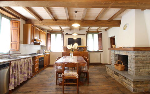 Apuane Retreat: Property, Table, Furniture, Cabinetry, Window, Wood, Interior Design, Flooring, Floor, Wood Stain