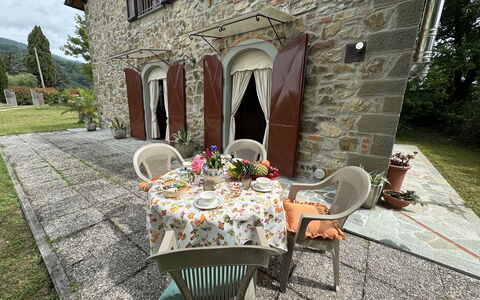 Pinocchio: Plant, Building, Furniture, Window, Table, Outdoor Table, Outdoor Furniture, Chair, Tree, House