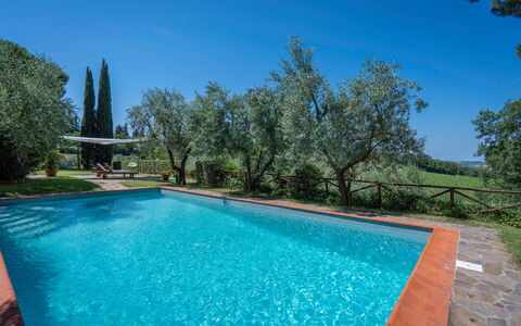 Chianti Hills Apartment, Pool, Ac: Blue, Swimming Pool, Hacienda, Shade, Backyard, Water Feature, Eco Hotel, Landscaping, Villa, Resort