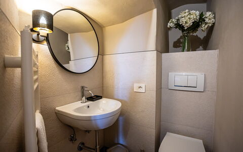 Appartamento Vagnucci: Mirror, Tap, Bathroom Sink, Sink, Plumbing Fixture, Property, Photograph, Plant, Bathroom, Interior Design