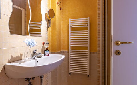 Florentine Careggi Loft: Mirror, Property, Tap, Plumbing Fixture, Sink, Bathroom, Wood, Interior Design, Building