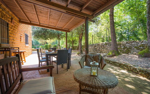 Santa Colomba House, Siena, Nature And Pool: Wood, Furniture, Cottage, Shade, Porch, Chair, Outdoor Furniture, Eco Hotel, Wood Stain, Outdoor Structure