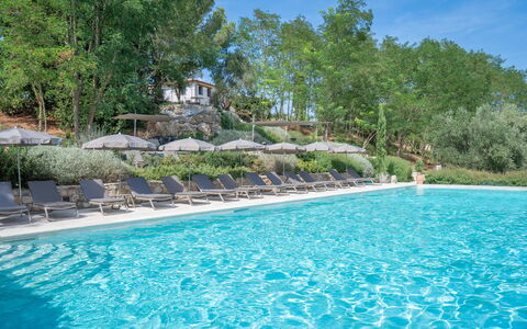 Correggiolo Spereto Apartment With Pool, Montaione: Swimming Pool, Outdoor Furniture, Resort, Eco Hotel, Sunlounger, Landscaping, Resort Town, Thermae, Umbrella, Hacienda