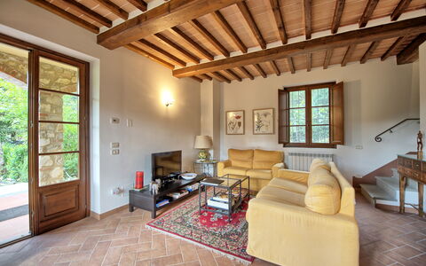 Casa Minuccia: Furniture, Couch, Picture Frame, Window, Wood, Living Room, Interior Design, Table, Floor, Shade