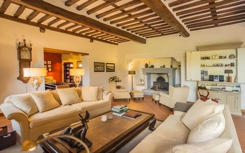 Villa Bongi: Furniture, Interior Design, Wall, Couch, Flooring, Ceiling, Wood, Room, Living Room, Floor