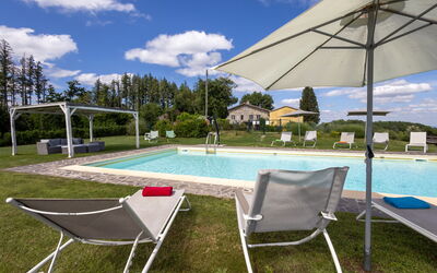 Montelucci Chianti Agrivilla: Water, Cloud, Sky, Furniture, Property, Swimming Pool, Building, Shade, Plant, Outdoor Furniture