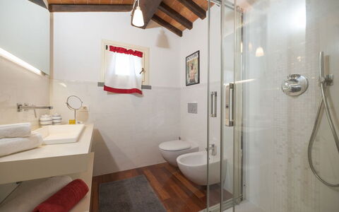 Villa Elena: Flooring, Wall, Interior Design, Floor, Plumbing Fixture, Bathroom, Ceiling, Sink, Home, Room