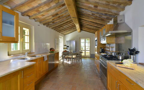 Villa Il Troscione: Furniture, Flooring, Interior Design, Wood, Kitchen, Floor, Ceiling, Countertop, Home, Cabinetry