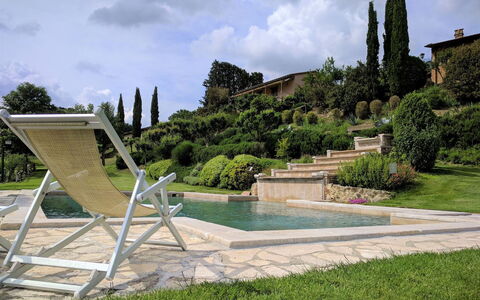 Podere della Bruciata: Outdoor Furniture, Furniture, Garden, Flagstone, Landscaping, Sunlounger, Backyard, Shade, Chair, Yard