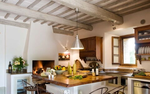 Villa Pipirelli: Furniture, Interior Design, Wood, Flooring, Ceiling, Home, Kitchen, Table, Light Fixture, Chair