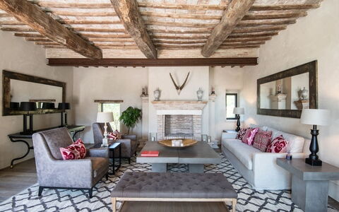 Villa Piuma: Furniture, Flooring, Interior Design, Couch, Floor, Living Room, Wood, Table, Ceiling, Home