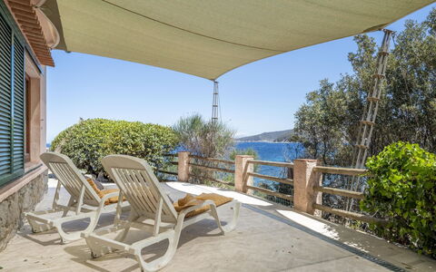 Villa Marciana: Furniture, Outdoor Furniture, Shade, Balcony, Chair, Porch, Outdoor Table, Fence, Deck, Tropics