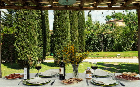 La Pergola: Furniture, Table, Outdoor Furniture, Outdoor Table, Garden, Chair, Shade, Landscaping, Yard, Backyard