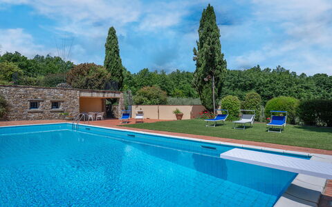 Il Villino Del Collezionista With Pool In Pistoia: Blue, Swimming Pool, Resort, Garden, Eco Hotel, Hacienda, Landscaping, Estate, Shade, Villa
