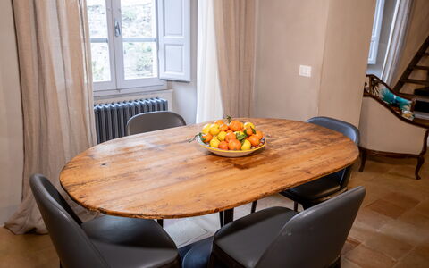 Stylish Apartment: Furniture, Interior Design, Table, Flooring, Wood, Floor, Chair, Kitchen & Dining Room Table, Dining Room, Room