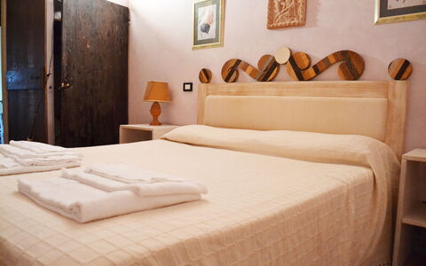 Appartamento Bellosguardo, Wifi, Near Perugia: Bed, Bedroom, Wall, Wood, Interior Design, Bed Sheet, Bedding, Furniture, Floor, Bed Frame