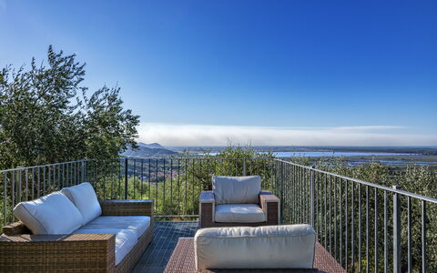 Casale La Pieve: Furniture, Chair, Table, Outdoor Furniture, Balcony, Shade, Deck, Fence, Outdoor Table, Kitchen & Dining Room Table