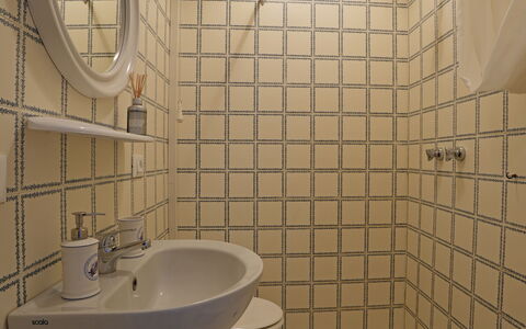 Villa Corsanico: Bathroom, Plumbing Fixture, Interior Design, Flooring, Floor, Bathroom Sink, Plumbing, Toilet Seat, Toilet, Room