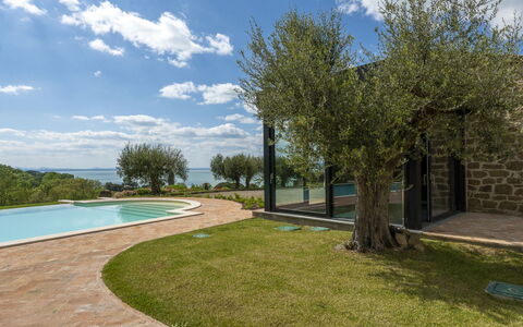 Villa Trasimena: Garden, Estate, Landscaping, Swimming Pool, Shade, Farmhouse, Villa, Backyard, Hacienda
