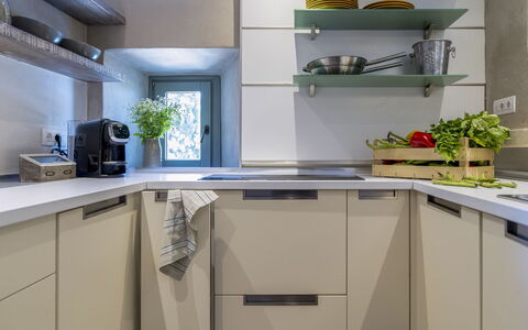 Villa Cotogna: Kitchen Appliance, Kitchen, Countertop, Cabinetry, Major Appliance, Interior Design, Furniture, Home Appliance, Flooring, Home