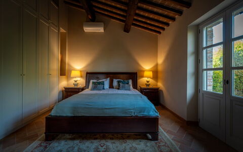 Villa Olivo: Bed, Furniture, Bedroom, Interior Design, Bed Sheet, Bedding, Flooring, Floor, Ceiling, Room