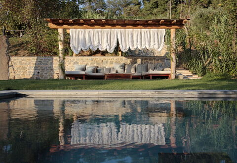 Casale le Fonti: Furniture, Outdoor Furniture, Flagstone, Swimming Pool, Shade, Leisure, Resort, Natural Material, Design, Hardwood