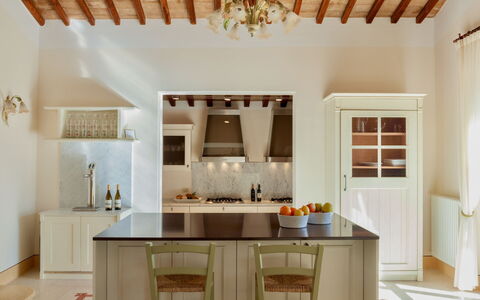 Podere Bella Vista: Furniture, Interior Design, Flooring, Wall, Wood, Floor, Light Fixture, Ceiling, Home, Kitchen