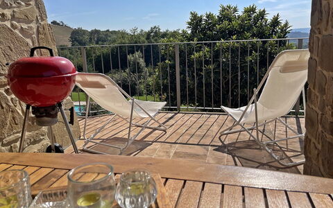 Santa Barbara: Furniture, Outdoor Furniture, Chair, Outdoor Table, Balcony, Hardwood, Wood Stain, Deck, Patio, Folding Chair