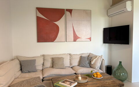 Belmonte Spereto Apartment With Pool, Montaione: Furniture, Interior Design, Wall, Couch, Flooring, Wood, Floor, Living Room, Room, Home