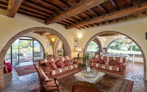 Dimora Di Castroncello: Furniture, Interior Design, Ceiling, Couch, Flooring, Room, Floor, Lighting, Table, Living Room