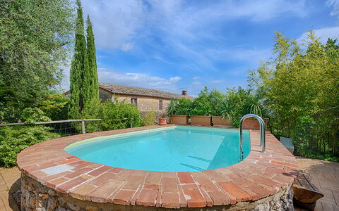 Podere Lorena, Charming Tuscan Farmhouse: Swimming Pool, Composite Material, Brick, Backyard, Outdoor Furniture, Hacienda, Water Feature, Flagstone, Villa, Eco Hotel