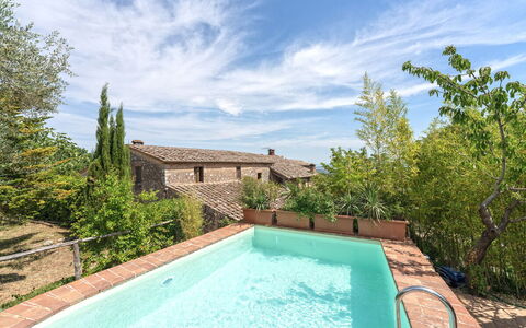 Podere Lorena, Charming Tuscan Farmhouse: Blue, Architecture, Swimming Pool, Composite Material, Estate, Hacienda, Villa, Farmhouse, Courtyard, Backyard
