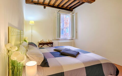 The Silent Courtyard Retreat: Spacious 2-Bedroom S: Interior Design, Wood, Bedroom, Ceiling, Bed, Furniture, Room, Flooring, Floor, Bed Sheet