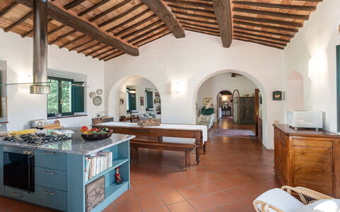 Casale del Timignano, Private Villa with Huge Gard: Furniture, Home, House, Interior Design, Chair, Ceiling, Kitchen, Kitchen & Dining Room Table, Villa, Countertop