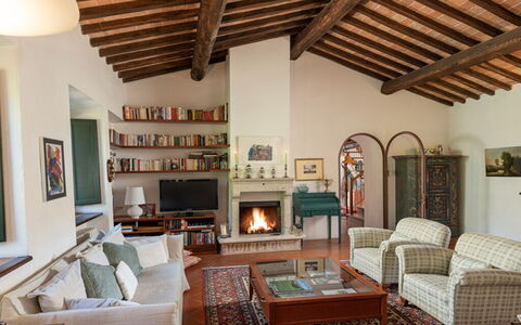 Casale del Timignano, Private Villa with Huge Gard: Furniture, Interior Design, Wall, Couch, Wood, Flooring, Home, Living Room, Room, Ceiling