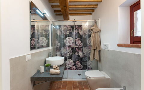 Marielena Authentic Chianti Retreat: Panoramic Vie: Plumbing Fixture, Interior Design, Flooring, Bathroom, Floor, Sink, Tap, Bathroom Sink, Plumbing, Home