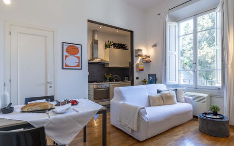 Green Suite Florence: Furniture, Interior Design, Flooring, Room, Table, Couch, Floor, Ceiling, Living Room, Chair