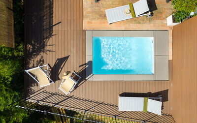 Casa Meletta: Swimming Pool, Outdoor Furniture, Eco Hotel, Shade, Leisure, Wood Stain, Resort, Deck, Design, Hardwood