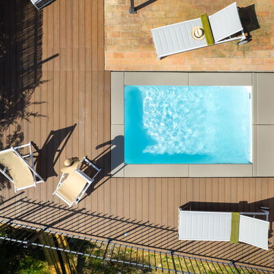 Casa Meletta: Swimming Pool, Outdoor Furniture, Eco Hotel, Shade, Leisure, Wood Stain, Resort, Deck, Design, Hardwood