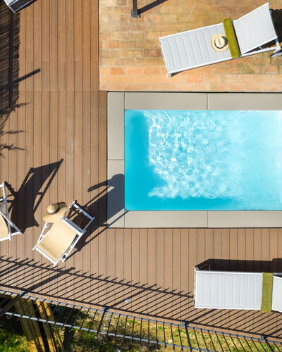 Casa Meletta: Swimming Pool, Outdoor Furniture, Eco Hotel, Shade, Leisure, Wood Stain, Resort, Deck, Design, Hardwood