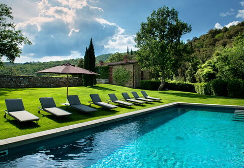 Il Prato Vignamaggio Private Pool, Nature, Greve I: Swimming Pool, Garden, Lawn, Landscaping, Outdoor Furniture, Yard, Shade, Backyard, Hedge, Courtyard