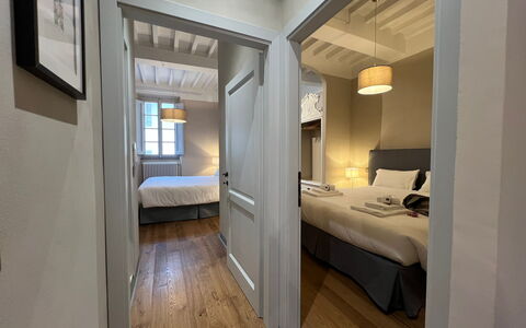 Via Roma 39: Interior Design, Bedroom, Floor, Bed, Room, Apartment, Ceiling, Bedding, Bed Sheet, Bed Frame